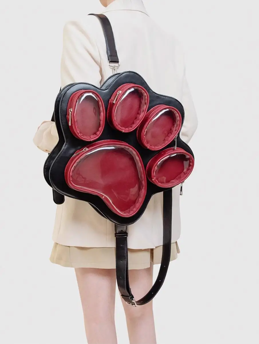 

Original Ins Multi Pain Layer Dog/Cat Claw Pain Bag Cute Large Capacity College Students Backpack Women's PU School Bag Itabg