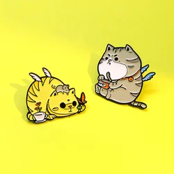漫画の猫の形をしたエナメルピン,パーソナライズされた黄色いエナメルピン,男の子のための猫のブローチ