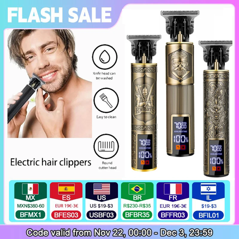 Cordless Mens Hair Trimmer Vintage T9 Hair Clippers Electric Shavers Hair cutting Machine for Barber Mens Beard Shaver