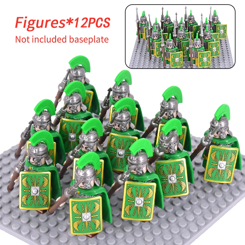 Medieval Military Rome Centurion Skutatoi Castle Figures Set Roman Soldiers Lion Bear Wolf Signifer Building Blocks Bricks Toys