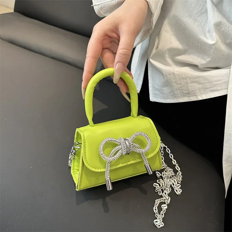 

2025 Spring New Mini Retro Classic Fashion Personality Leisure Commute with Bow Single Shoulder Small Square Bag Crossbody Bag