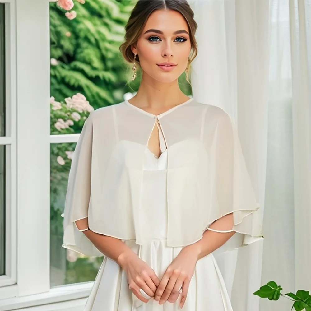 

Fashion Sheer Chiffon Capelet Lightweight Design Elegant Style Evening Dress Wraps Wedding Cape Bridesmaid Accessories