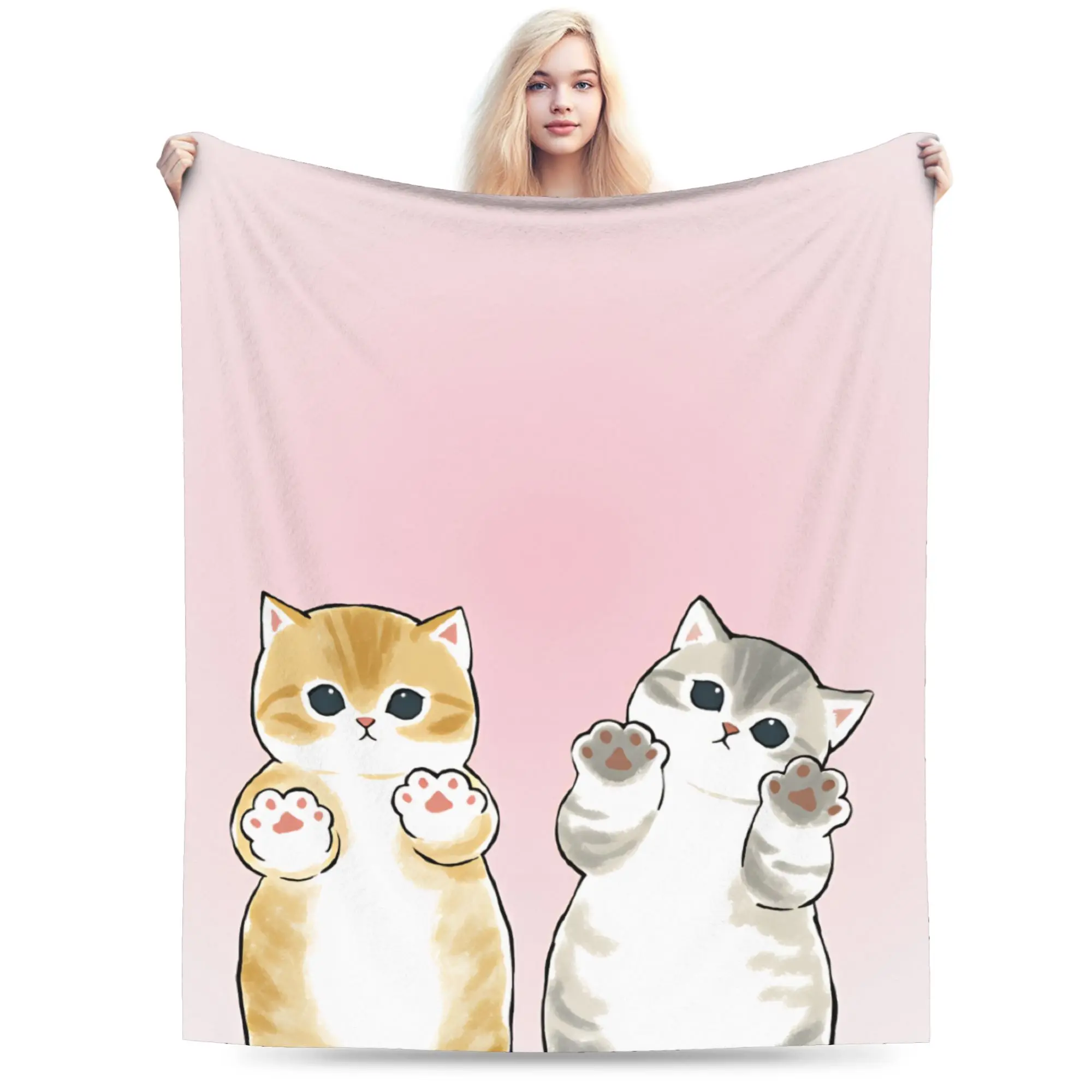 Mofusand Warm Soft Blanket  Children Plush Throw Blanket Street Trend Couch Chair Flannel Bedspread Sofa Bed Cover