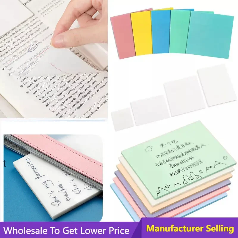 

50 Sheets Stickers Waterproof PET Transparent Sticky Notes Memo Pad Daily To Do List Note Paper for Student Office Stationery