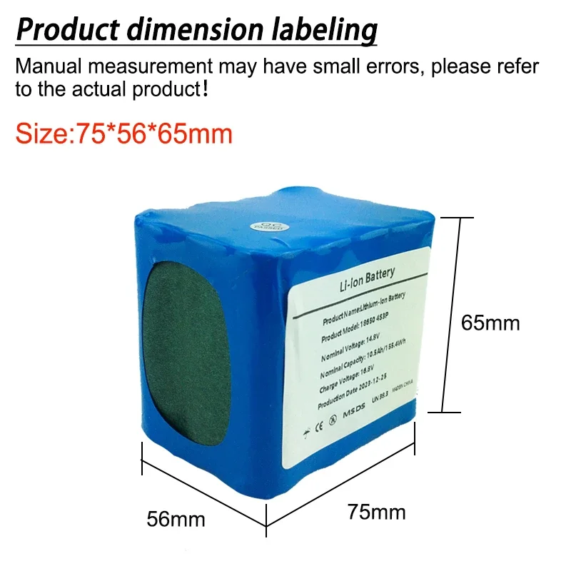 4S3P 14,8 V 10500 mAh Für Nacht Angeln Lampe Heizung Grubenlampe Verstärker Etc 18650 Li-iom Batterie Pack mit BMS