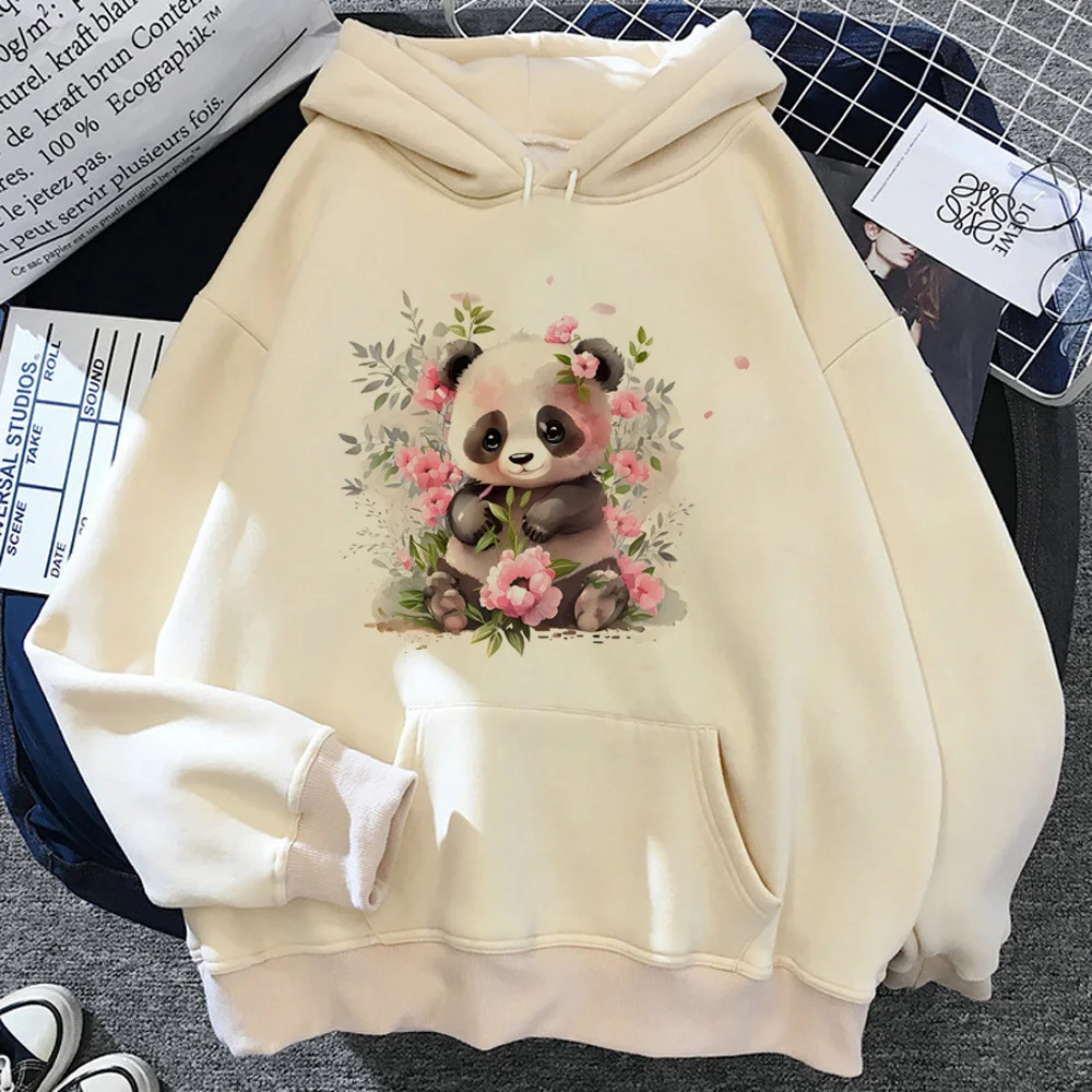 

Panda hoodie streetwear casual wear Y2K patterned patterned manga female tracksuits Japanese soft fabric manga funny