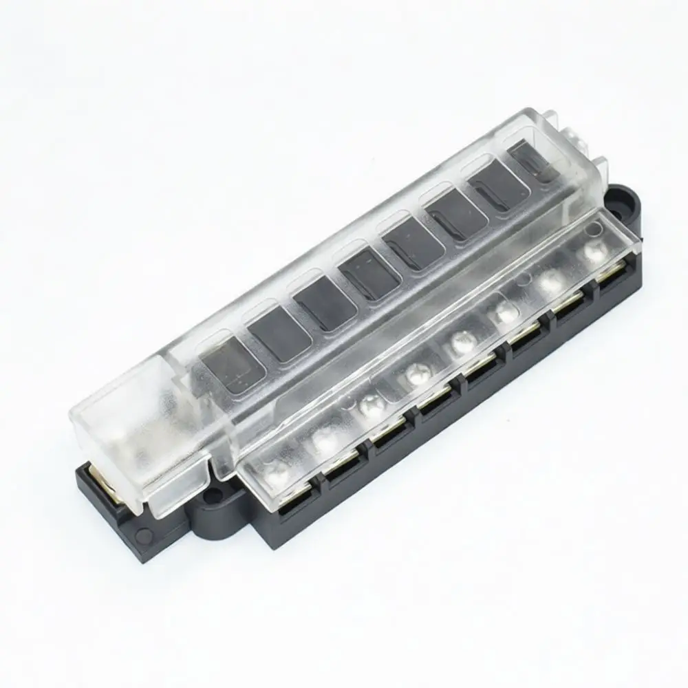 Automotive Multi Way Fuse Holder Block For Car Boat Rv Electrical Modification With Transparent Inspection Cap