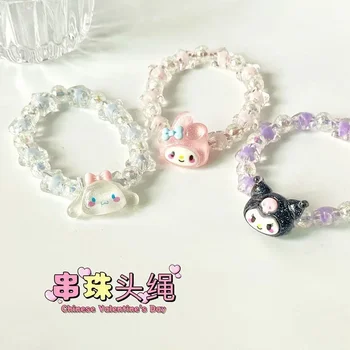 Sanrio 1Pc Bracelet en cristal Anime Kuromi ma mélodie cannelle dessin animé Couple Bracelet fille cadeau d'anniversaire