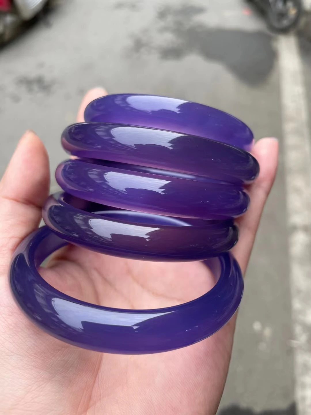 Natural Chalcedony Agate Bracelet Real Jade Quality Bangles Exquisite Jewelry Dark Purple Hand Ring Boutique Holiday Gift