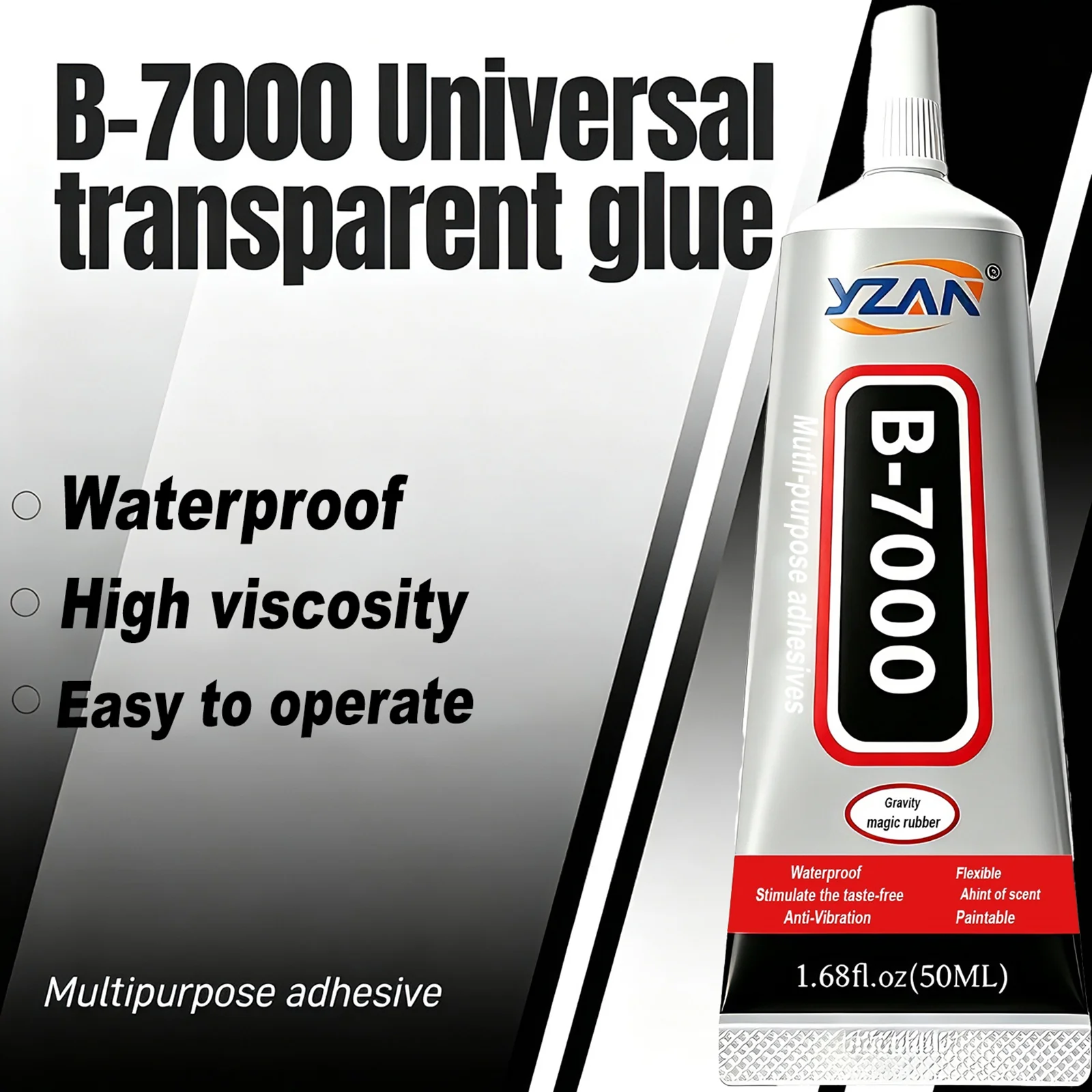 Pegamento Transparente Multiusos B7000, Adhesivo Fuerte Universal para Reparación de Teléfonos, Manualidades y Joyería, Pegamento B7000, 50ML