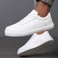 Men's Fashionable Pure White Shoes, Non-Slip Lace-Up Low-Top Skateboard Shoes, Suitable for Outdoor Leisure Activities, Walking, Jogging, Travel
