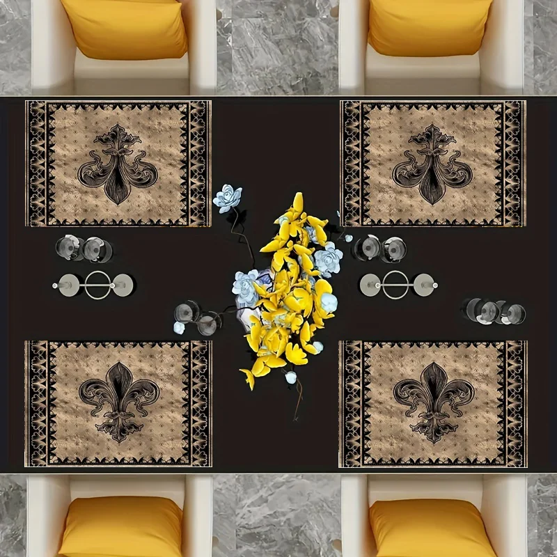 4Pcs, Vintage Iris Flower Placemats, the Best Placemats, Washable, Suitable for Holiday Parties, Home Decor, Kitchen Tables, Rec