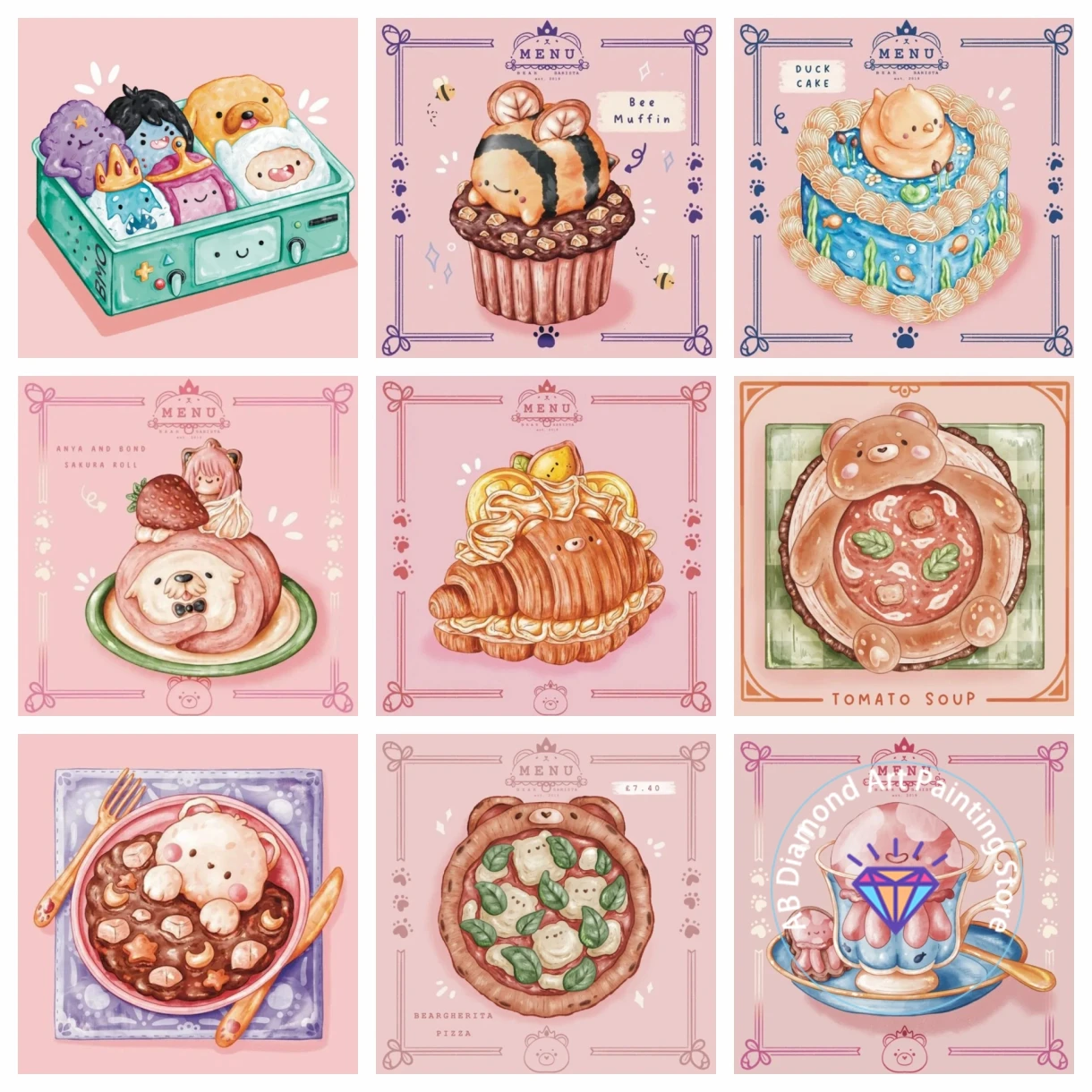 

Cartoon Animal Dessert Menu AB Diamond Painting Kit 5D DIY Embroidery Cross Stitch Handmade Art Gift Crafts Home Decor Gift