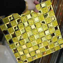 Self Adhesive Kitchen Wall Crystal Glass Mosaic Tile Decorative Tiles Glass Mosaic Wall Sticker KTV Dispaly Home Office Decor