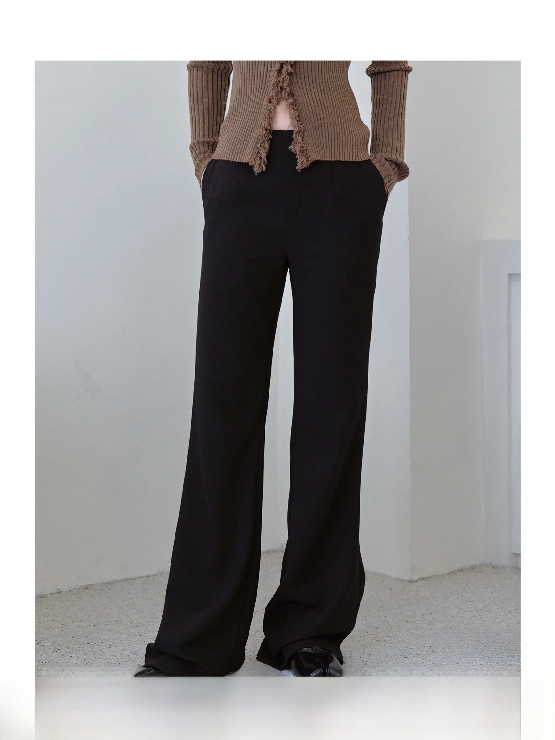 ForPoem Original Design Klassische Bla Slim-Fit Lange Hose Lässige Vielseitige Damen-Hose mit Hoher Taille und Geradem Bein