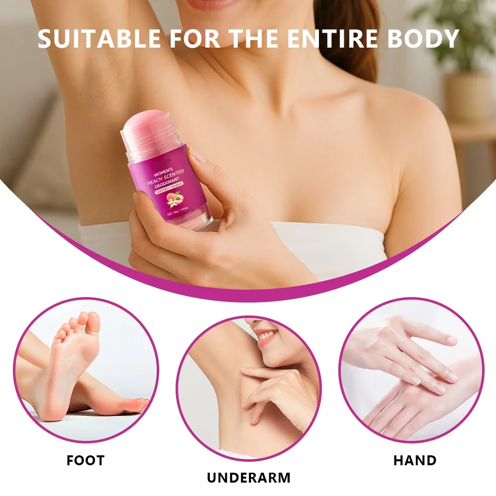 Peach Deodorant Set - 72H Freshness, Aluminum-Free, Sweet Scent for Women, School Safe for Sensitive Refreshing and Non-Greasy