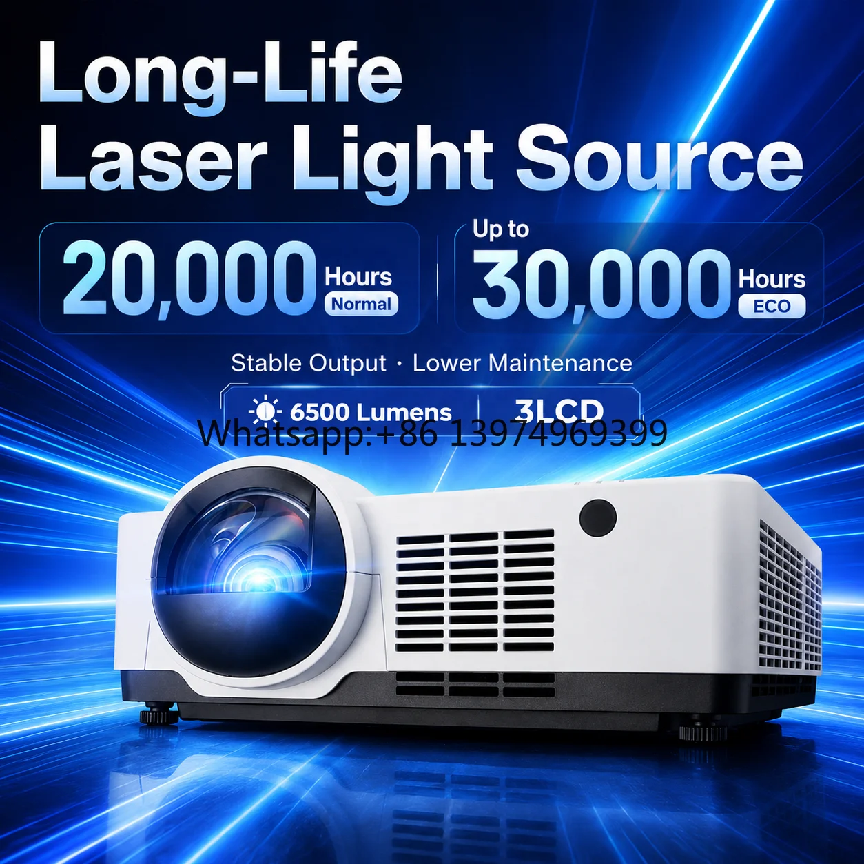 Commercial Short Throw Laser Projector 6500 Lumens 3LCD WXGA for Exhibition Museum and Display