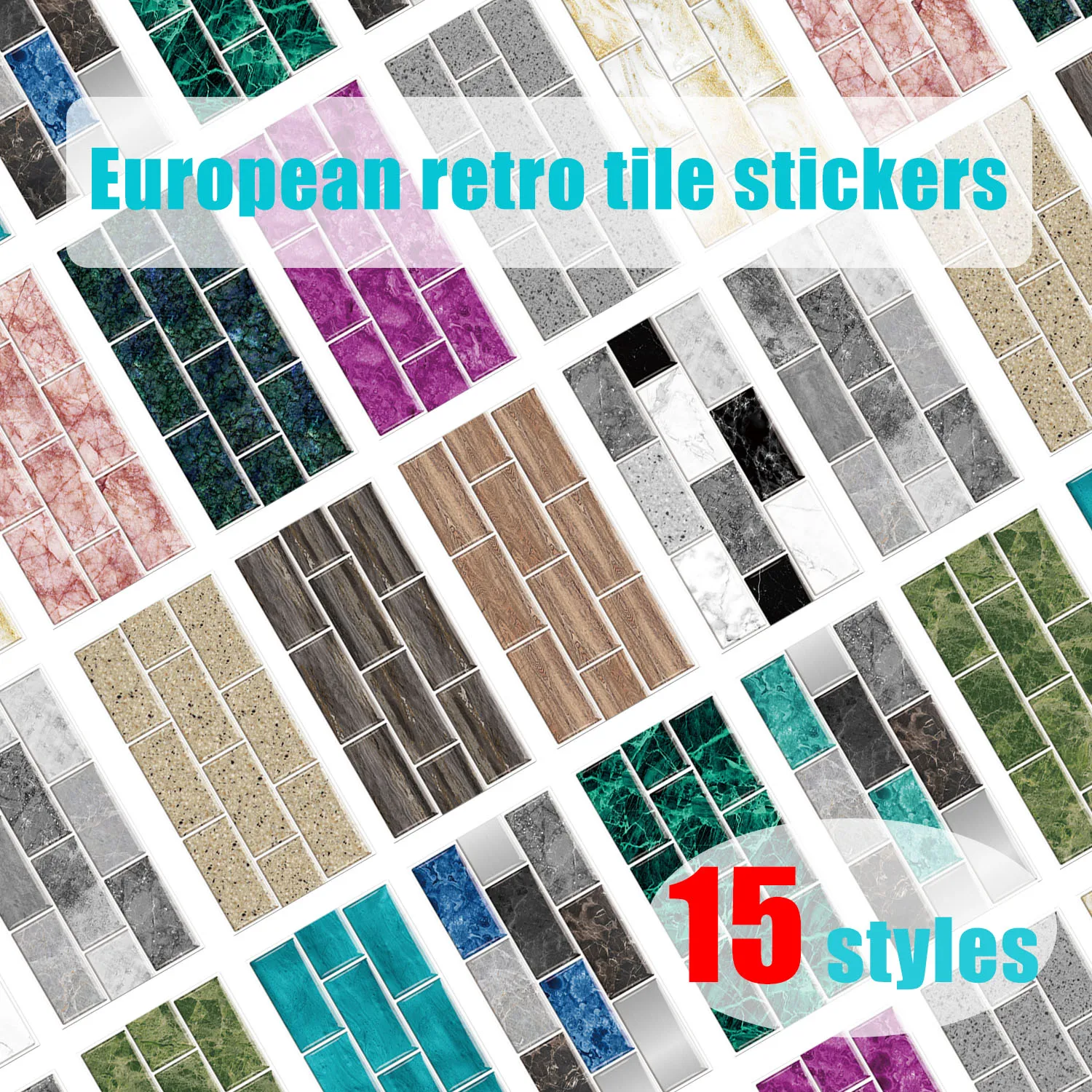 

Vintage Brick Pattern Tile Stickers 30x15cm Removable Waterproof Peel and Stick Wall Decals for Kitchen Bathroom Home Renovation