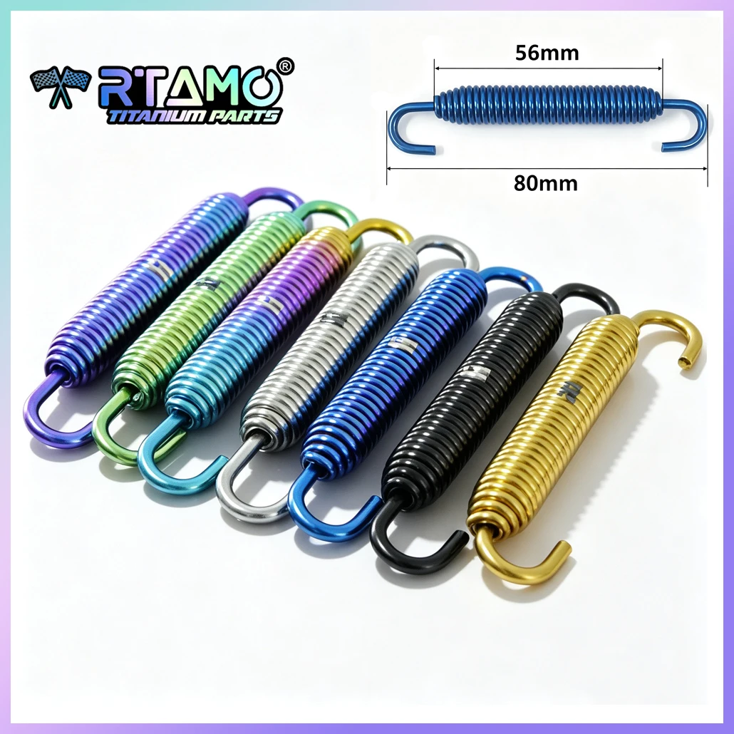 RTAMO Gr5 Titanium Alloy Spring for Motorcycle Exhaust Pipes Extension Spring Length 80mm