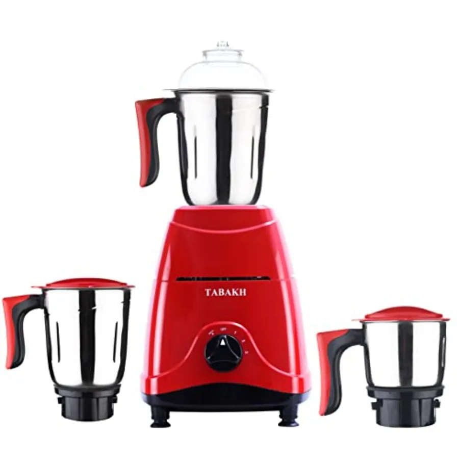 Tabakh Prime Indian Mixer Grinder 650 Watts 110-Volts for Kitchen Use Stainless Steel Black with High-Speed Blending and Durabl