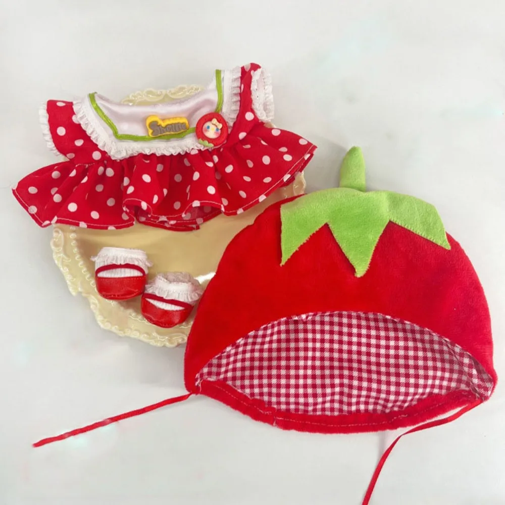

1 set Tomato Skirt 20cm Cotton Doll Clothes Fruit Hat Red Set Cotton Doll's Clothes Mini with Shoes Plush Doll Clothes