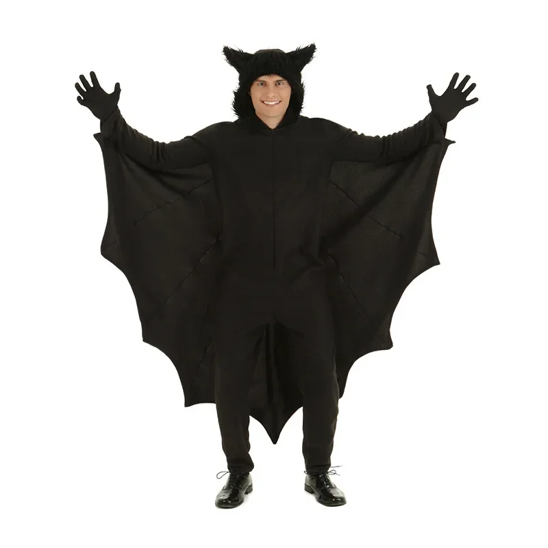 Disfraces de murciélago para niños, S-4XL, ropa de vampiro para hombres y mujeres, vestido familiar, monos para padres de Halloween, ropa de bruja, guantes