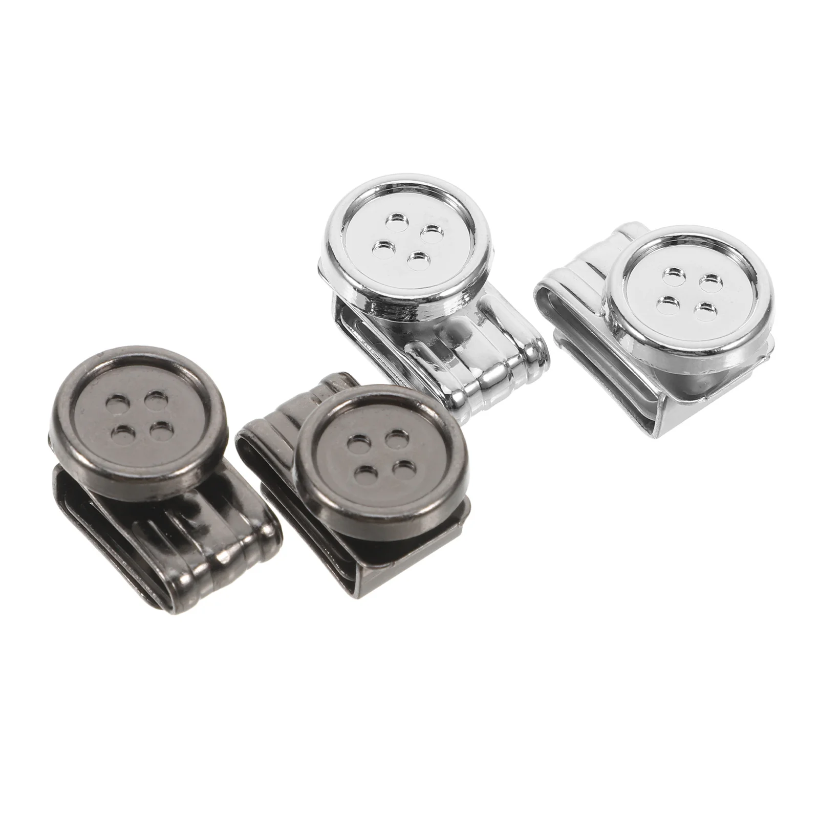 

4Pcs Metal Suspenders Buttons No Sew Movable Clip on Clips for Pants Jeans Hats Adjustable Replacement No Sewing Buttons