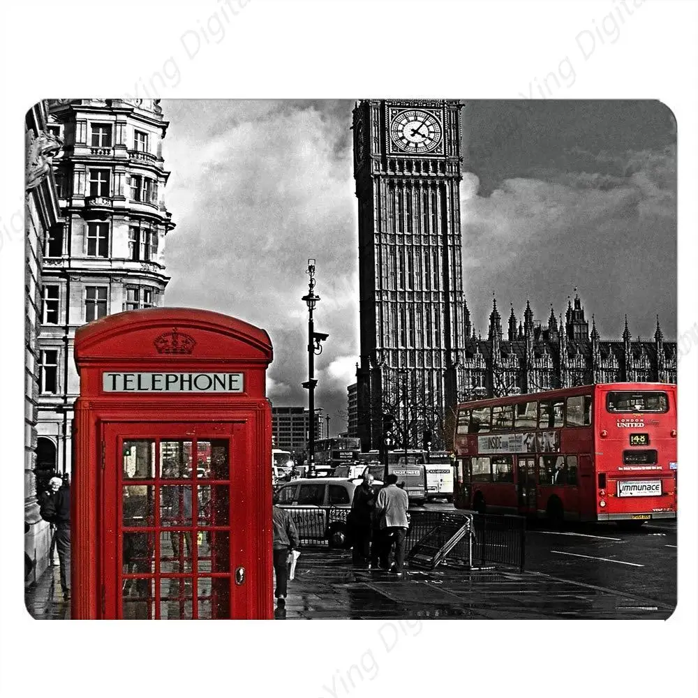 

Mouse Pad London Uk Red Phone Box Big Ben Pattern Computer Desk Laptop Office Mouse Pad Anti Slip Rubber 25*30cm