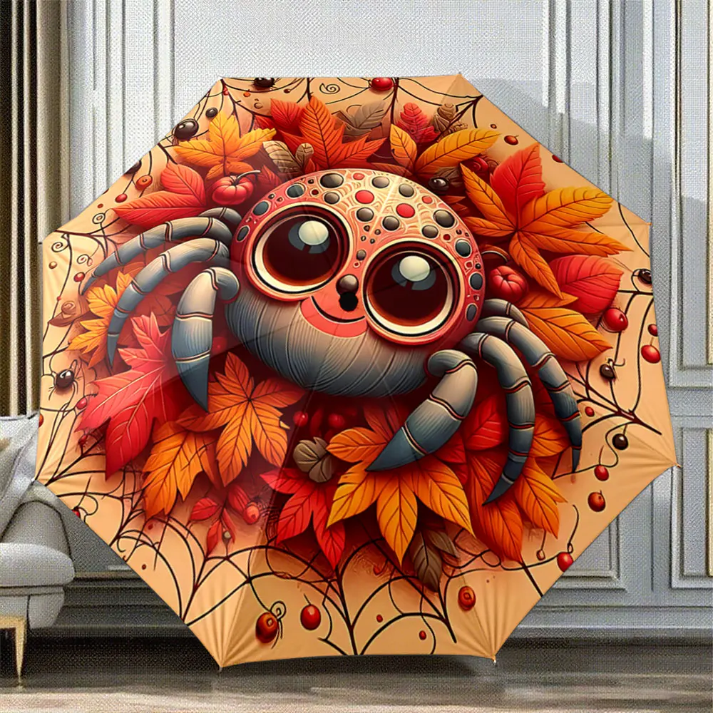 parapluie-portable-et-impermeable-avec-un-motif-d’araignee-mignonne-de-feuilles-d’automne-et-de-toile-d’araignee-ideal-pour-les-voyages-en-plein-air-et-la-plage