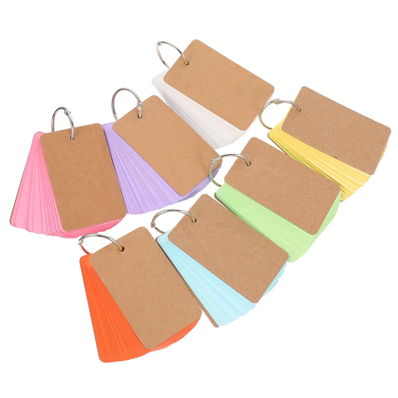 7 Sets Mini Spiral Notebook Card Flash Cards with Binder Flashcards Memo Letter for Studying Hand Painting Pad Rings