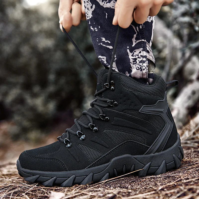 2023 Military Ankle Boots Men Outdoor Non-slip Tactical Combat Boots MenLace Up Platform Work Safty Shoes Hiking Trekking Shoes