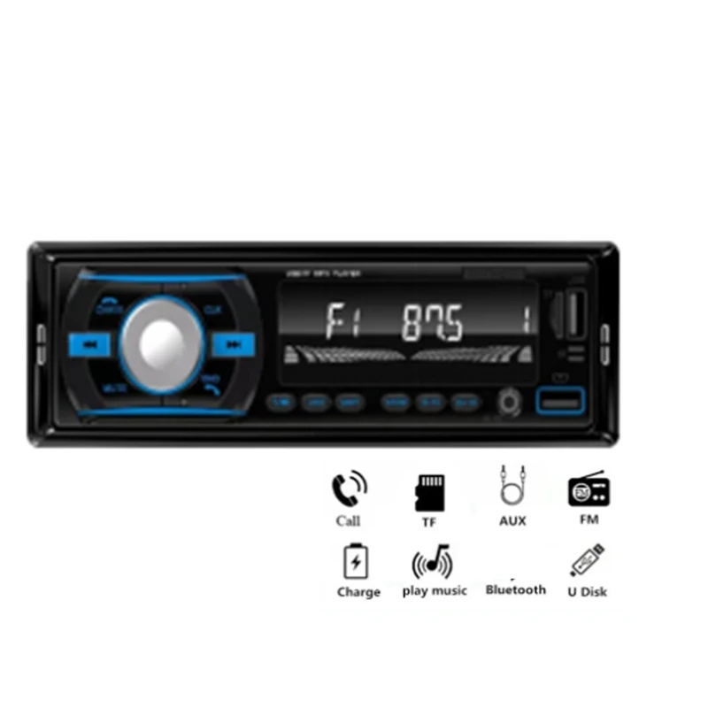 Carro luzes coloridas rádio substituição autoradio receptor estéreo fm aux 12v no painel 1din bluetooth mp3 multimídia player