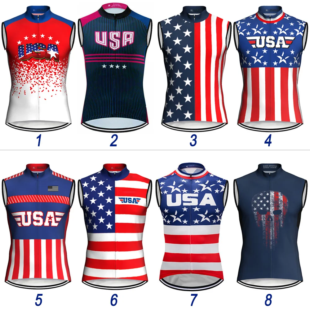 

USA Pro Team Vest Sleeveless, Motocross Cycling Shirt, MTB Road Sport Jersey, Bicycle Short Ride Mountain Wear Top, Waistcoat