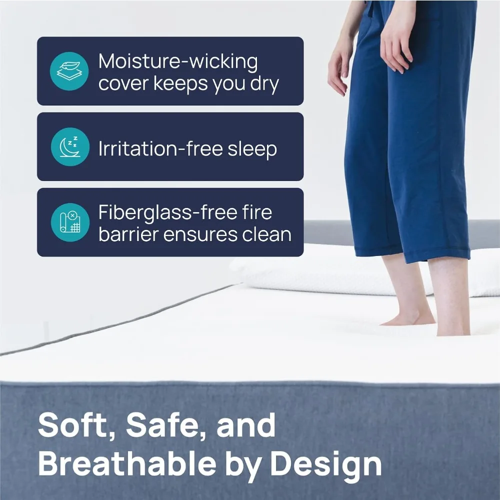 مرتبة مونتيري توين XL مقاس 10 بوصة متوسطة الثابتة. خالية من الألياف الزجاجية. صنع في الولايات المتحدة الأمريكية. تنفس #4