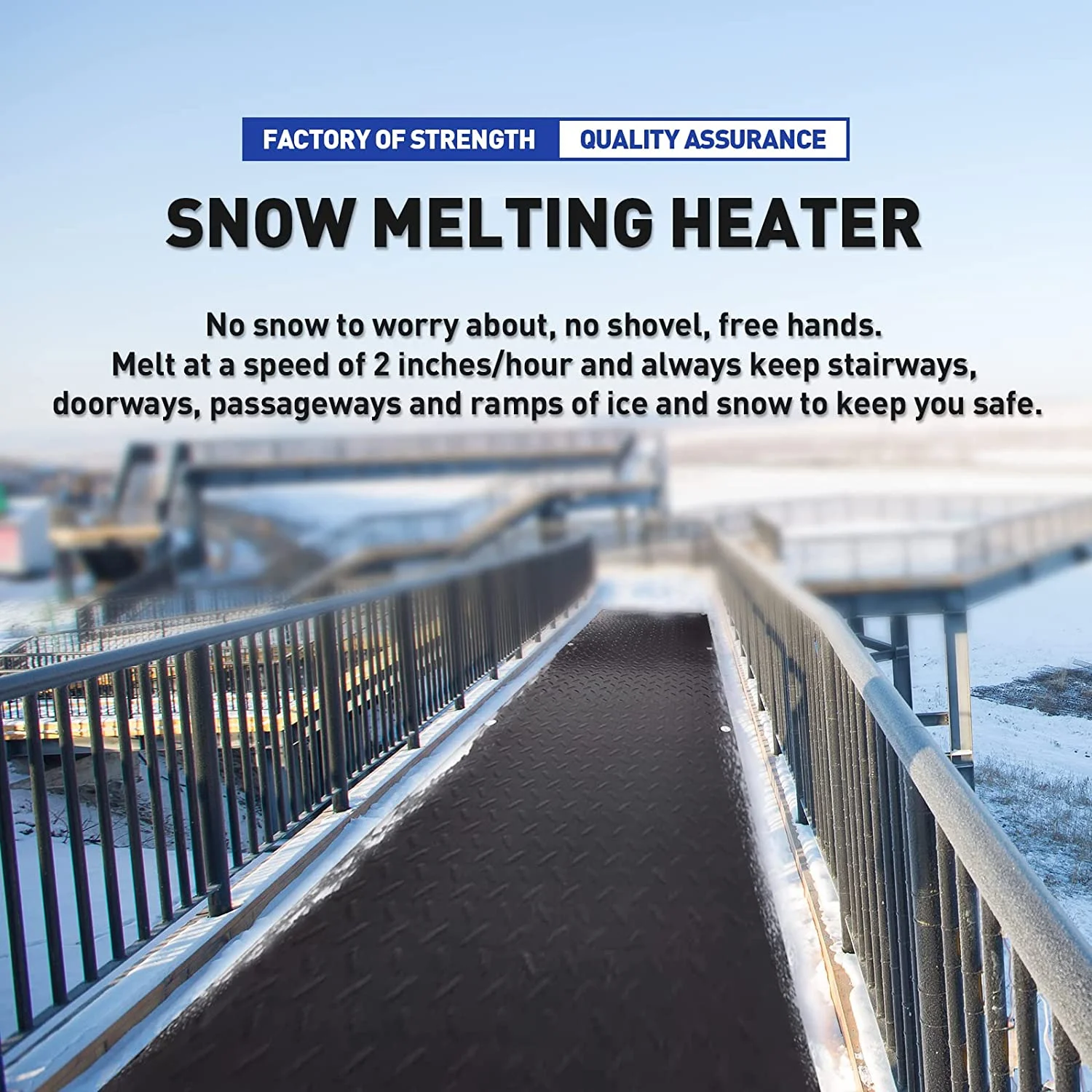 Snow Melting Porches Mat 110V Snow Melting Mat Slip-Proof Rubber Heated Mat Connection W/Power Cord Heated Driveway Pad