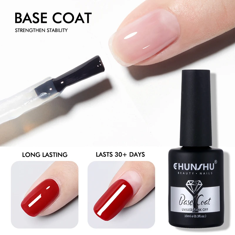 Chunshu Base Gel Top Coat Uv Gel Nagellak Weken Van Langdurige Transparante Functie Vernis Protect Nails Art Manicure 10Ml