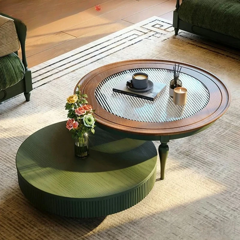 

Solid wood hand coffee table round combination coffee table vintage