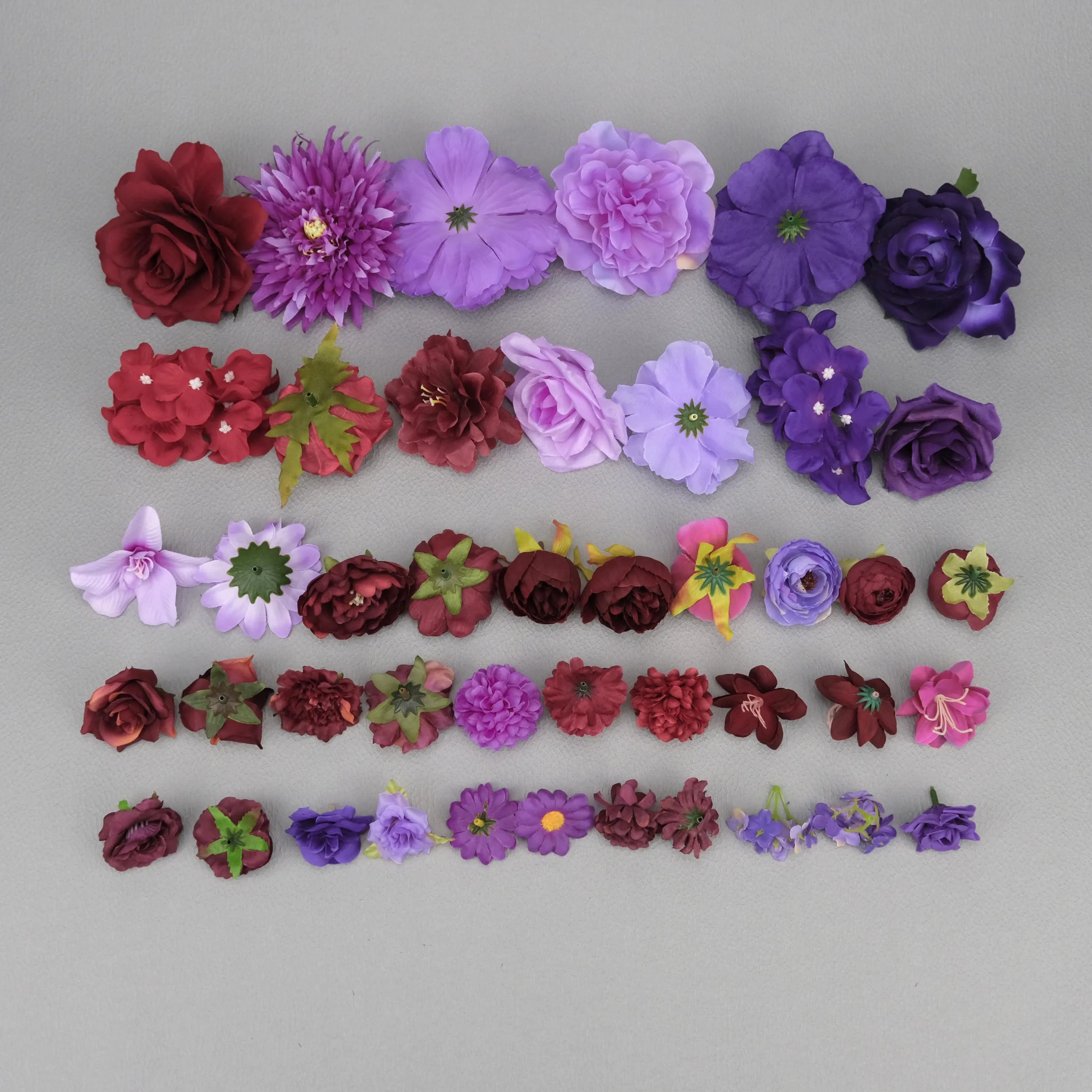 44Pcs Pink Artificial Silk Flower Heads Accesories Combo Set for Hairpin Crown Wall Crafts Make Ornament Accessories