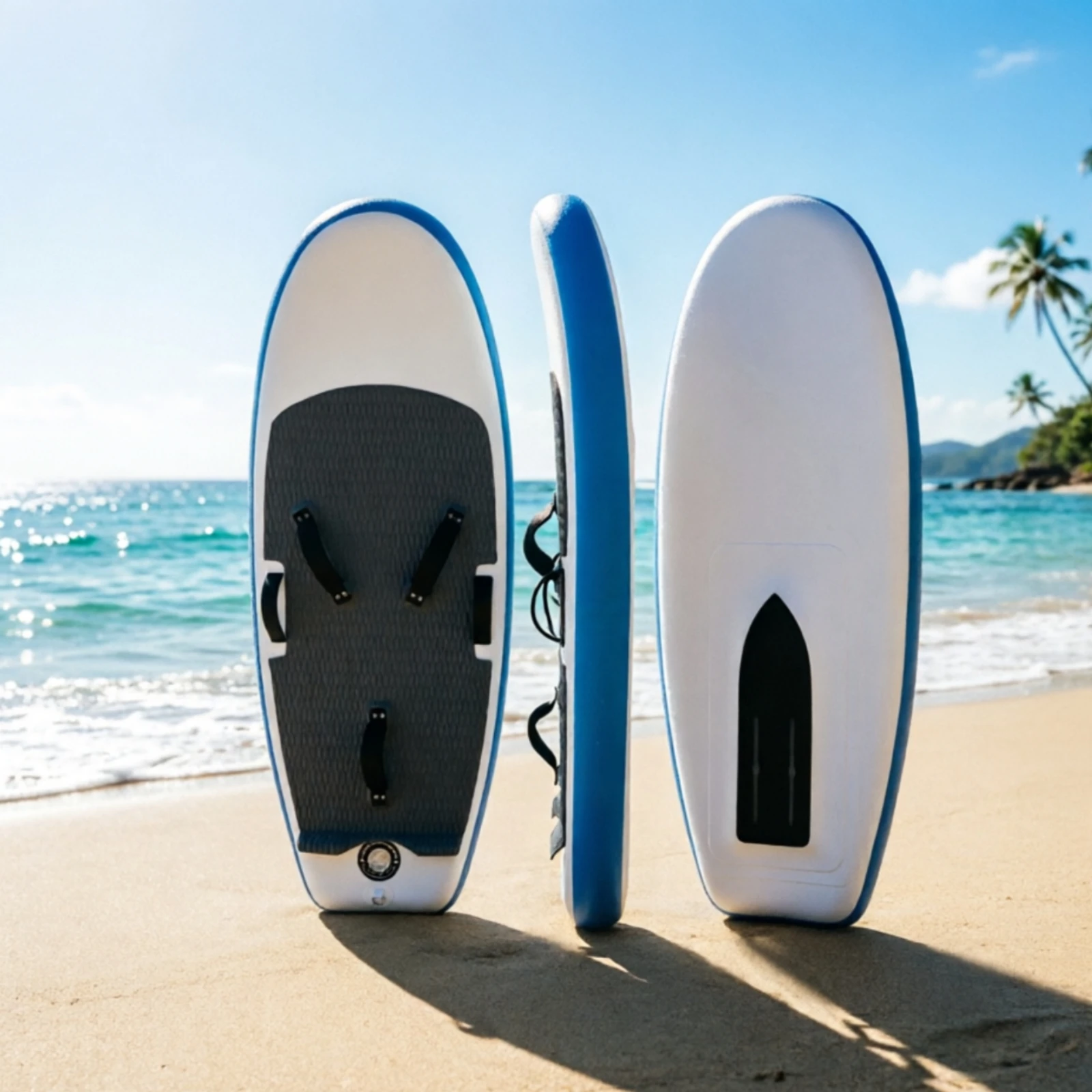 Imagen 6: Tabla de Surf Inflable con Superficie Texturizada, Tabla Ovalada con Asas de Transporte, Equipo Deportivo Acuático Portátil
