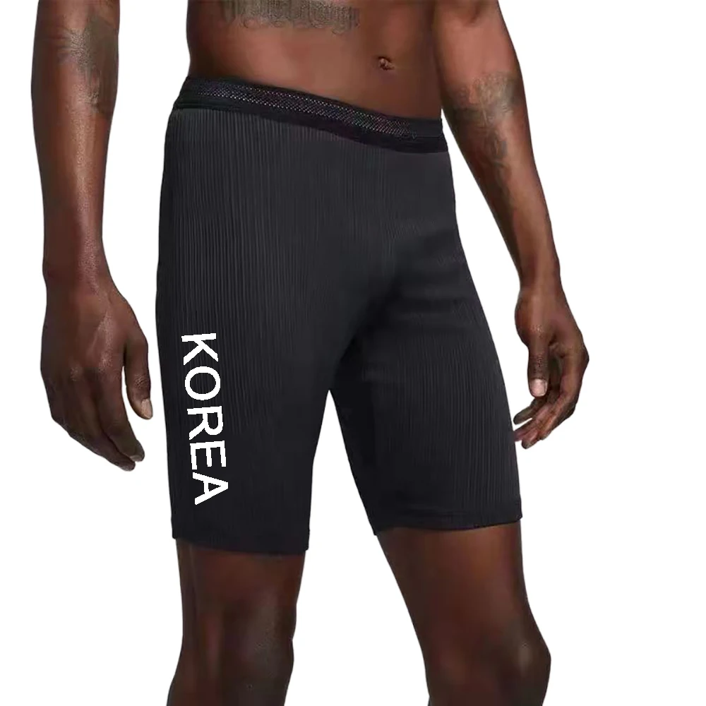 Korea Running Sportswear Men's Sports Lycra Running Man Tights Trousers Leggings Pants Gym Fitness Shorts Male Marathon