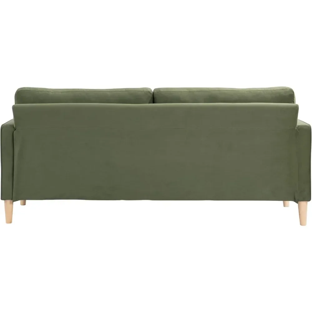 Tufted Seat Cushions Sofa,  with Two Matching Pillows,Pocket Coil Construction Available in Loveseat, Sofa, and Chair Olive