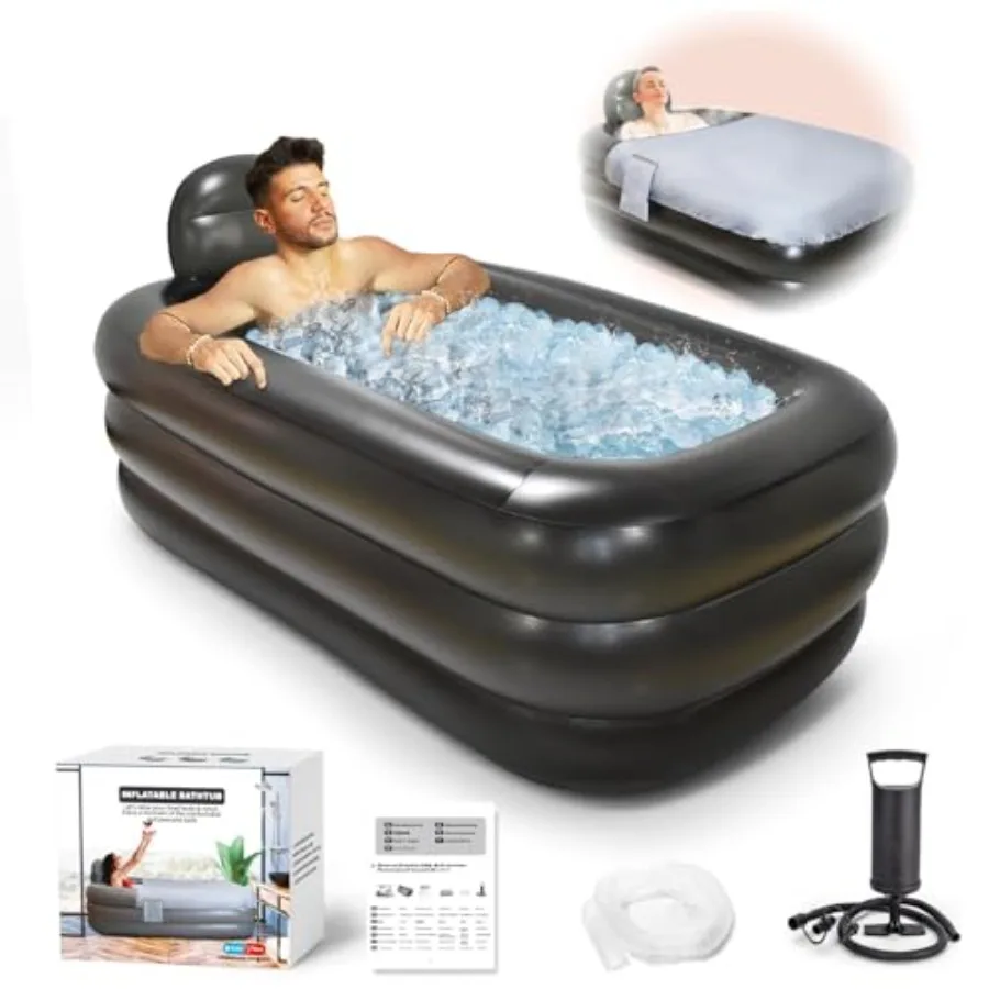 

Ilable Ice Ba Tub for Adults- Blow Up Batub wi CoverandComfort FloorFoldable Tub for Shower Spa Ice Bas Cam-ludes Hand Pump XL