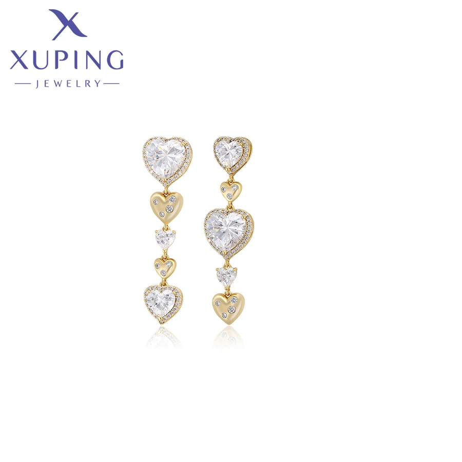 

Xuping Jewelry New Arrival Fashion Heart Shaped Light Gold Color Drop Earrings for Women Girl Party Gift X000933259