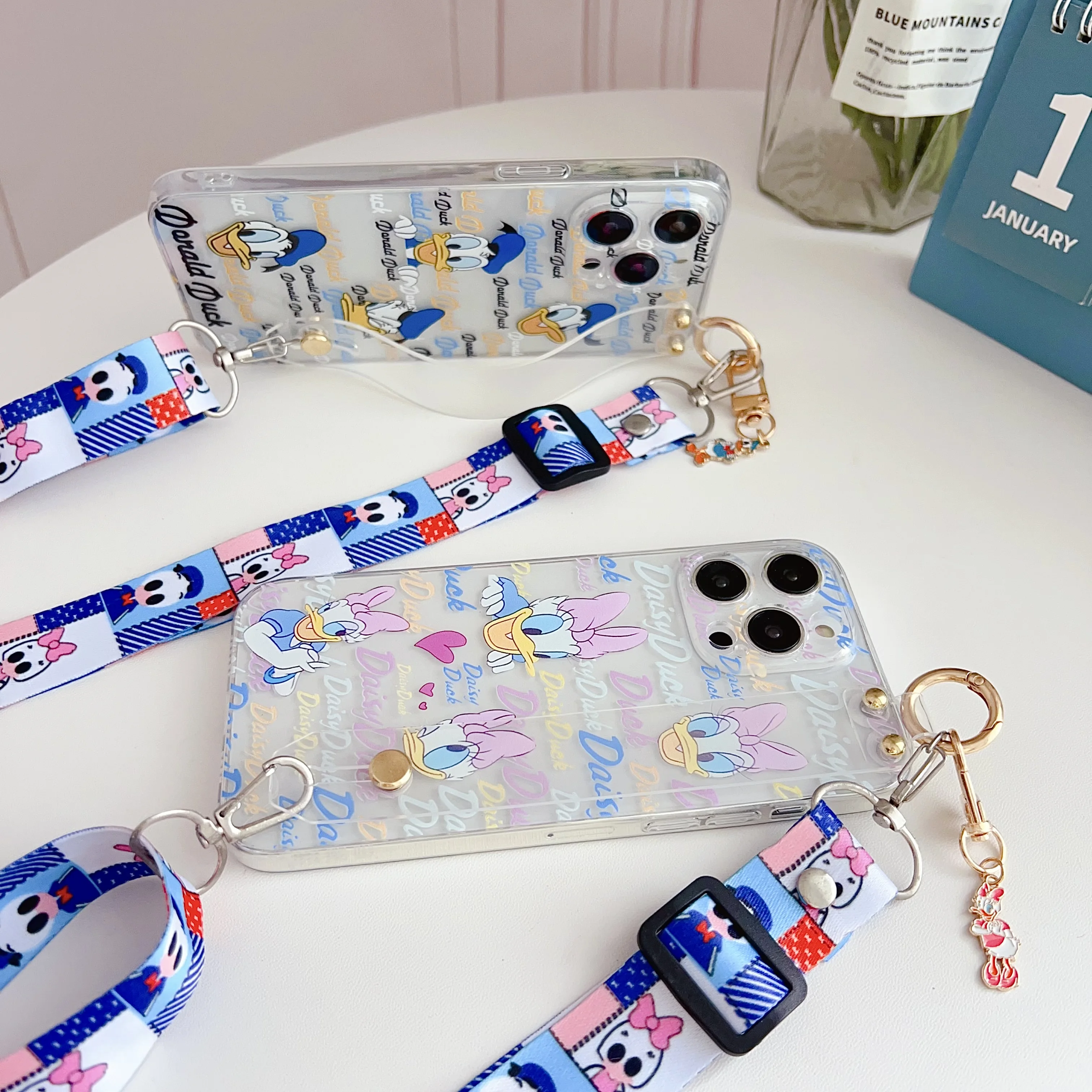 For OPPO Reno 3 4 6 5F 4F 6Z 7 8 10 lite T F Z Pro Donald Daisy Case Wrist Strap Ornament