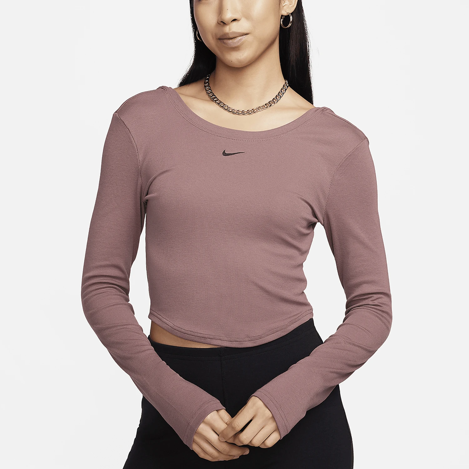 

Nike genuine genuine 2024 New Women's Fitted Round Neck Low Back Long Sleeve T-shirt FN3662-208