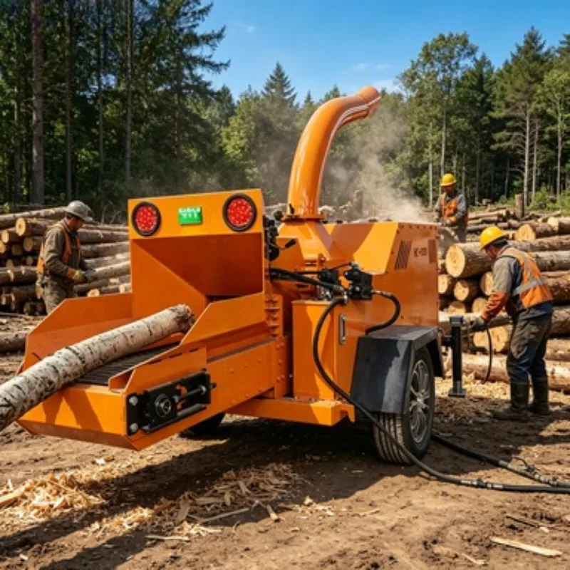8 Inch Diesel Wood Chipper Shredder Machine Drum Wood Chipper PTO Tractor Mounted Tree Branch Crusher for Forestry Use  