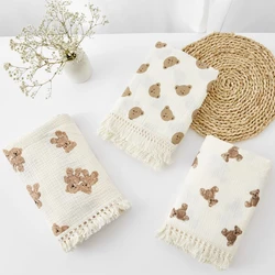 Organic Baby Blankets Muslin Swaddle For Newborn Fringe Double Layer Cotton Summer Blanket Bed Comforter Infant Baby Stuff Bebe
