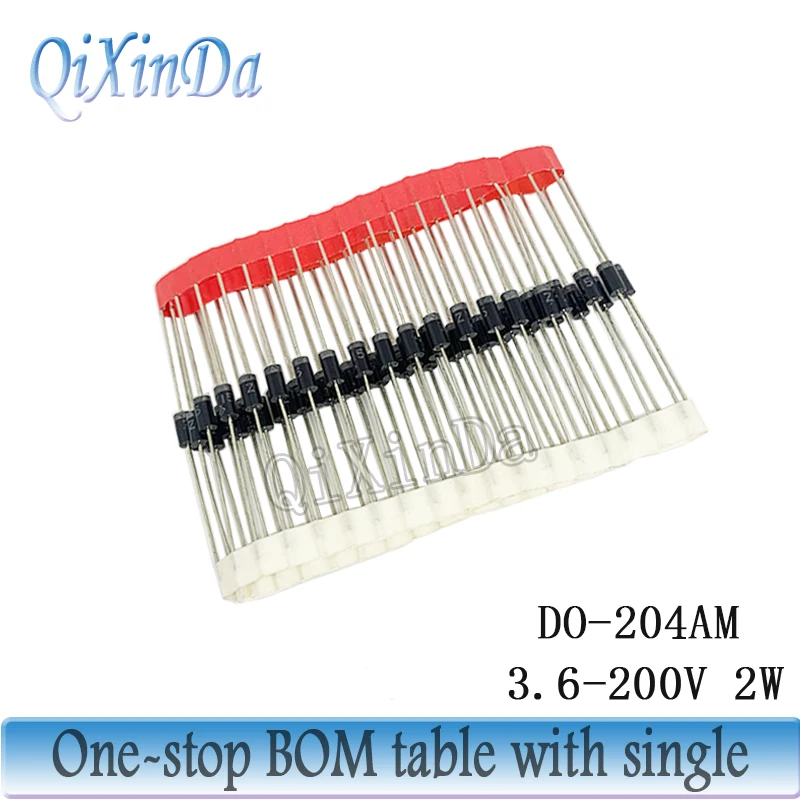 50PCS 2W DO-204AM diody Zener ZY27 27V/30V/33V/36V/39V/43V/47V/51V/56V/62V/68V/75V/82V/91V/100/110/120/130/150/160/180/ZY200