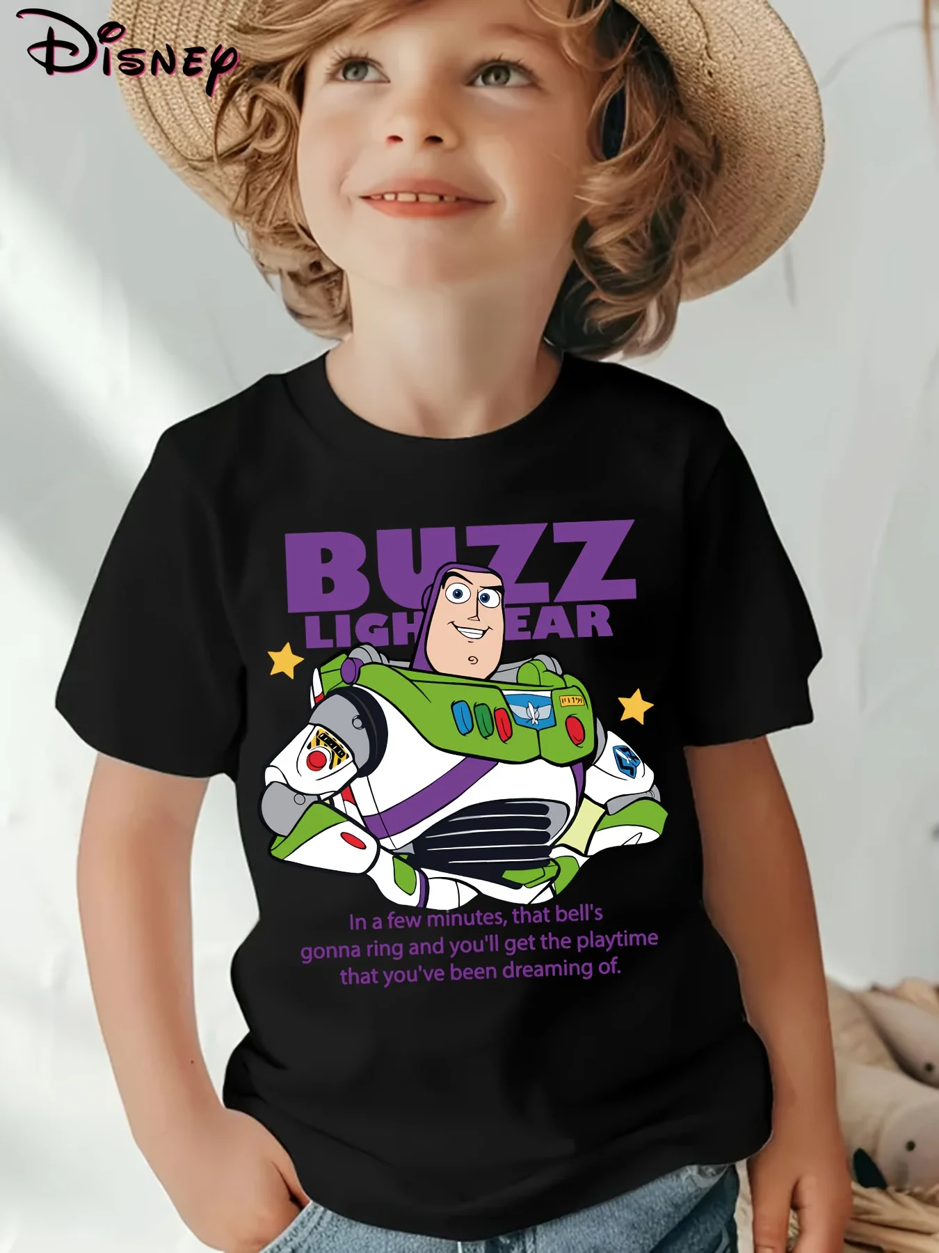 

2025 New Disney Printed Children's Street Fashion Trend Short Sleeve Pure Cotton Round Neck T-shirt