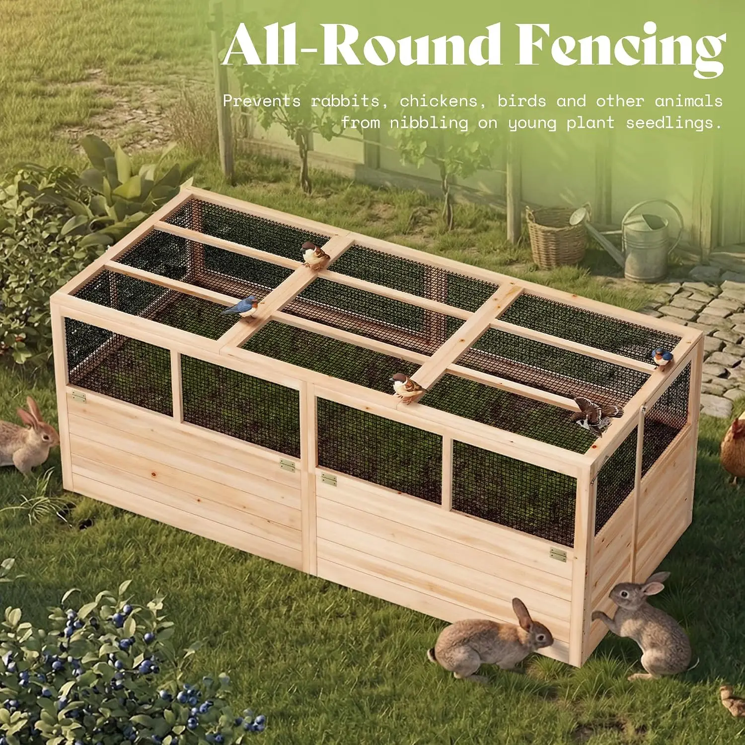 Raised Garden Bed with Fencing and Trellis,18